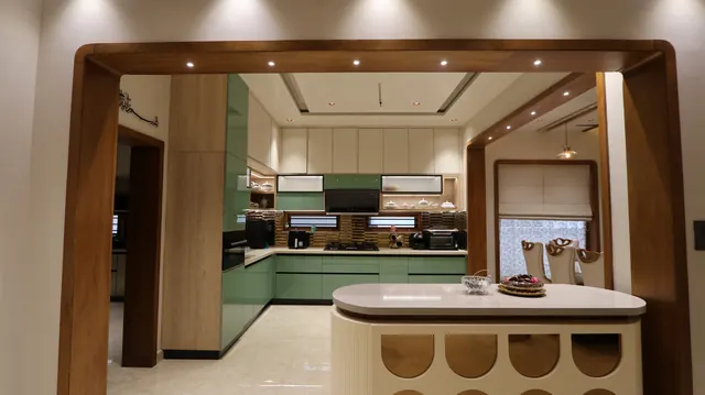 Kitchen with island, villa in Perumbavoor